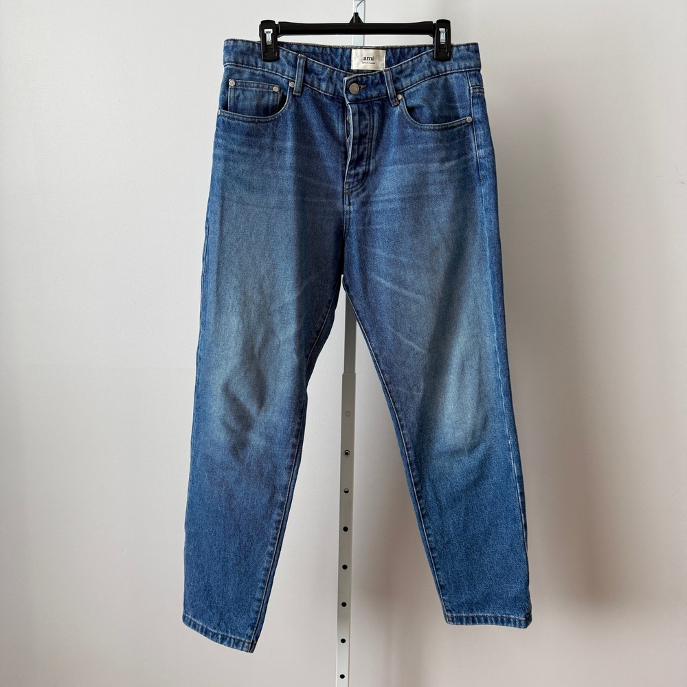 Ami Alexandre Mattiussi Mens sz 31 Blue Tapered Leg Jeans High Rise Minimalist